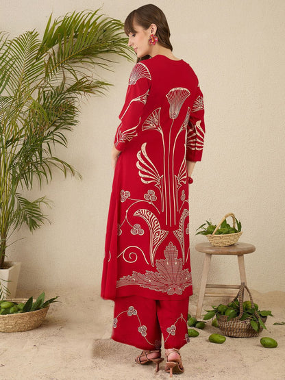 Dhiyona IE Indo era Printed Straight Tunic & Trousers Co-Ord Set