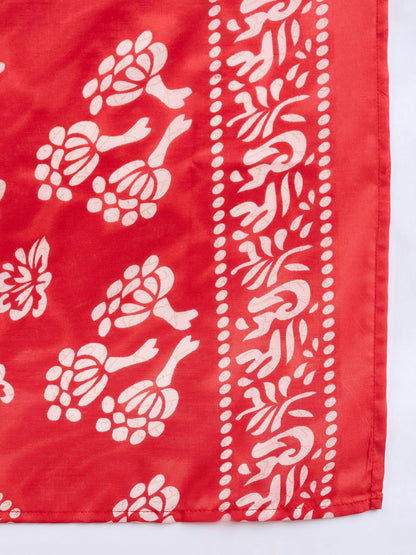 Floral Printed Straight Kurta With Trousers & Dupatta