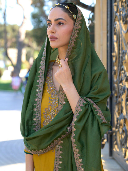 Ethnic Motifs Embroidered Regular Thread Work Straight Kurta Set