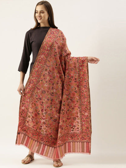 Dhiyona PA Women Peach Kaani Woven Design Shawl