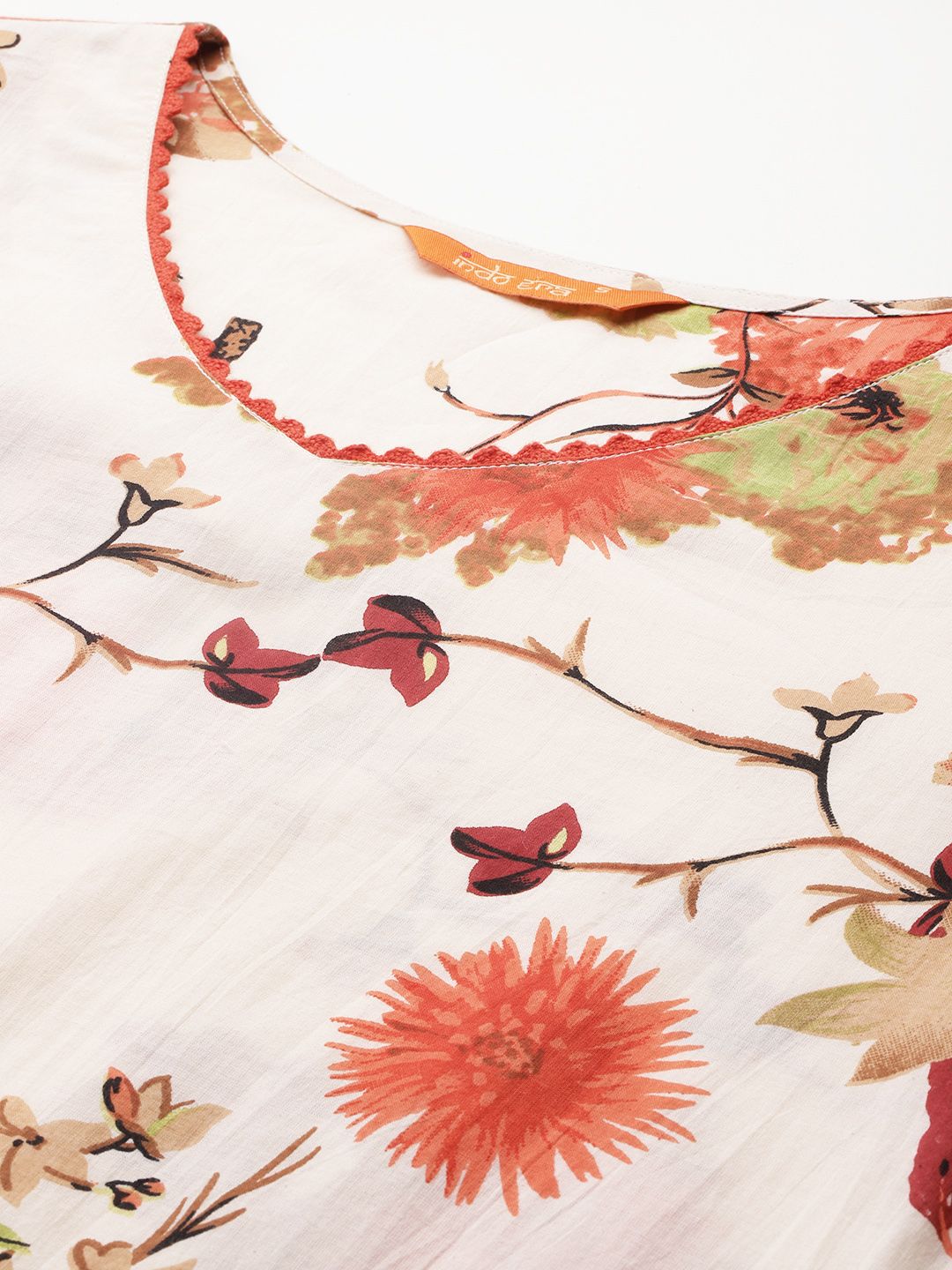 Women Floral Printed Regular Pure Cotton Kurta with Trousers