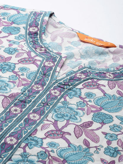 Dhiyona IE Floral Printed Pure Cotton Kurta with Trousers & With Dupatta
