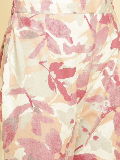 Dhiyona VA Women'sFloral Printed Regular Mirror Work Kurta with Trousers