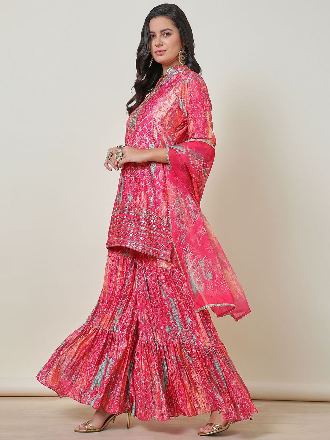 Dhiyona SO Women's Brasso Suit Set With Mirror Work