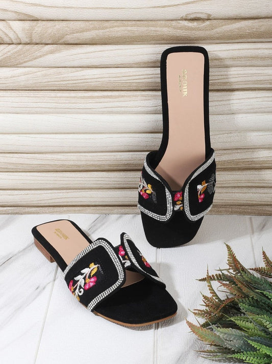 Dhiyona AK Embellished Open Toe Flats