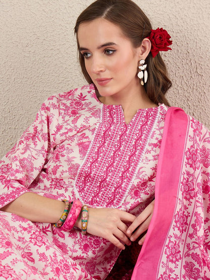 Dhiyona IE Women Floral Printed Kurta with Trousers & Dupatta