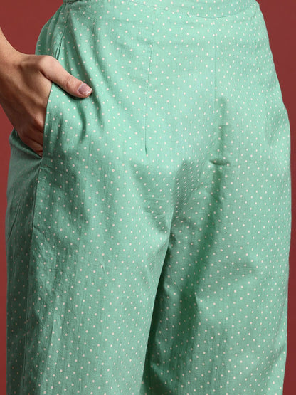 Dhiyona IE Floral Printed Pure Cotton Kurti with Trousers