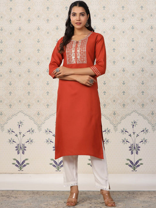 Dhiyona OD  Ethnic Motifs Embroidered Straight Kurta