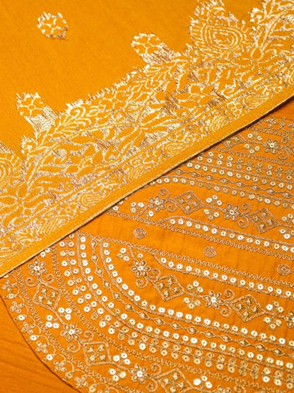Dhiyona OD  Yellow Ethnic Motifs Straight Kurta & Trousers With Dupatta
