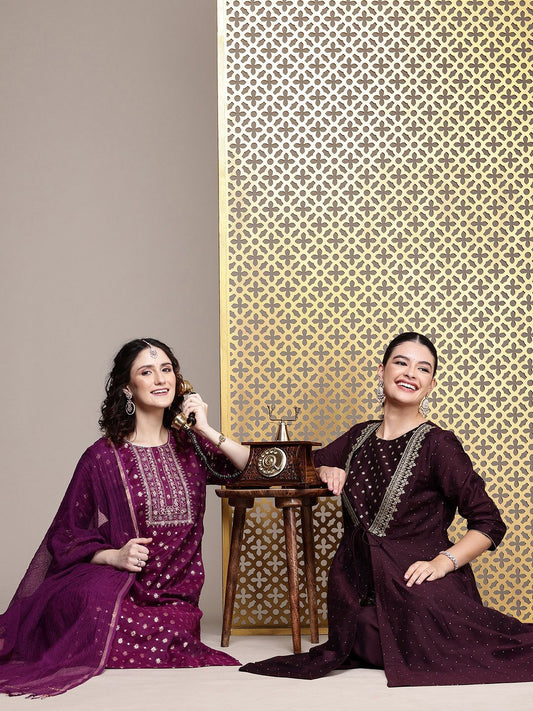 Dhiyona PD Women Women Jashn Ethnic Motifs Yoke Design Kurta with Salwar & Dupatta