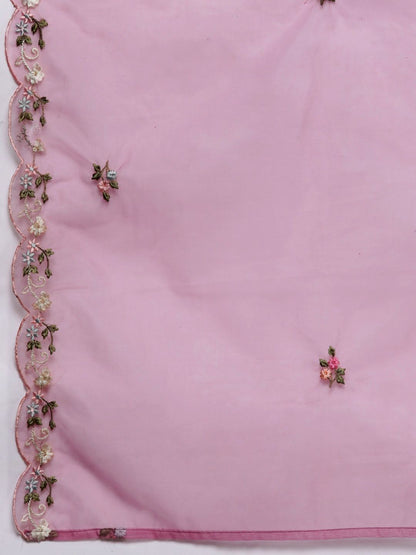 Women Floral Embroidered Regular Sequinned Kurta with Trousers & Dupatta