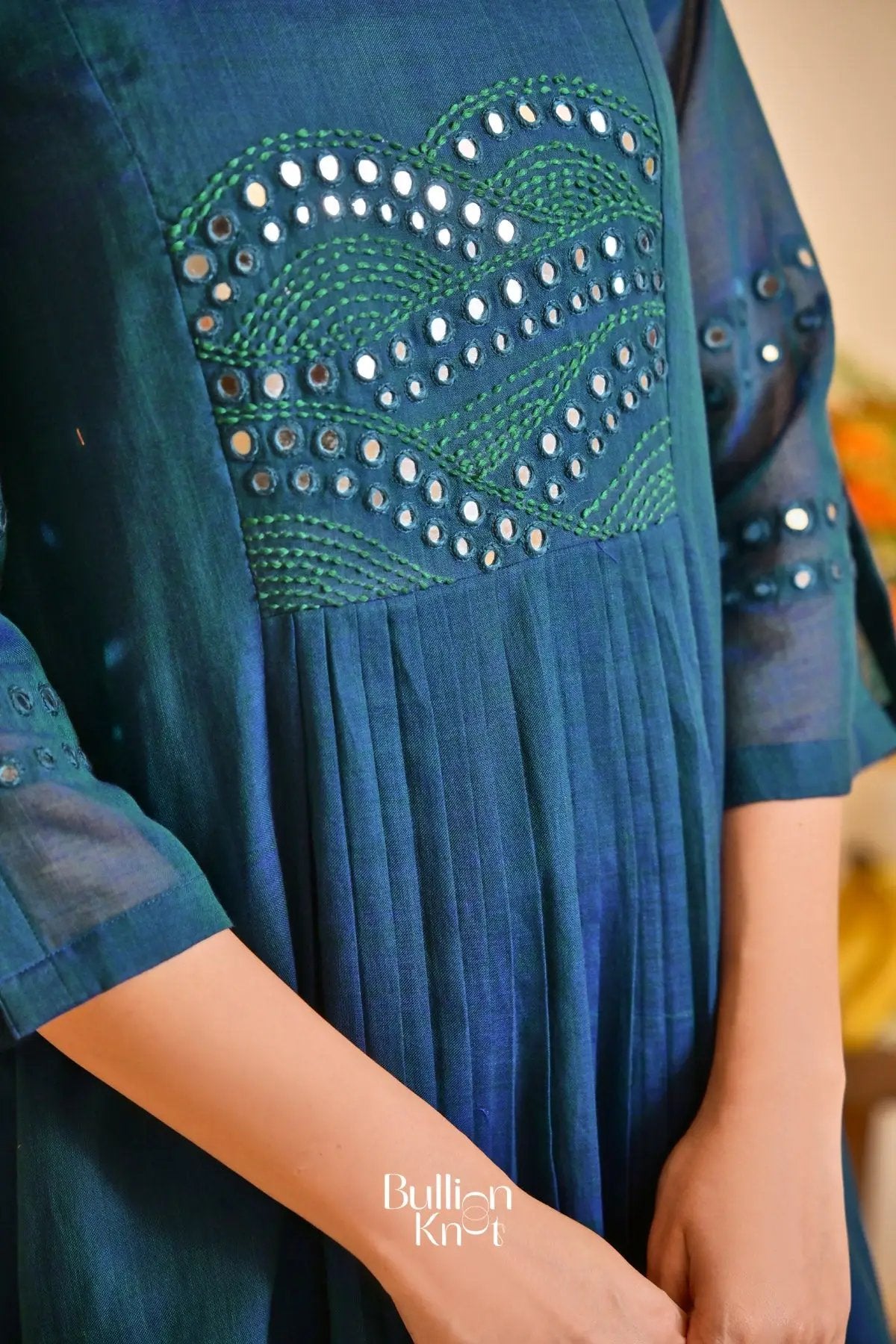 Dhiyona BN Gulnaaz Indigo Handloom Mirror Work Kurta Set