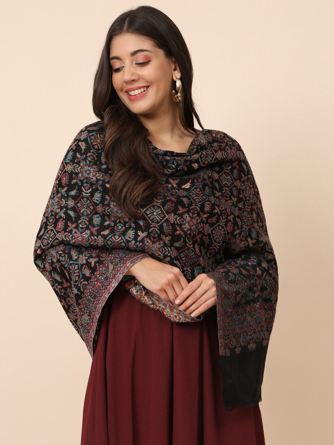 Dhiyona PA Ethnic Motifs Woven Design Modal Shawl