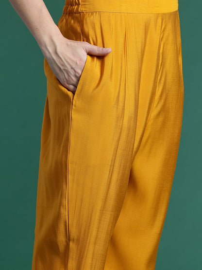 Ethnic Motifs Embroidered Regular Sequinned Kurta with Trousers & Dupatta