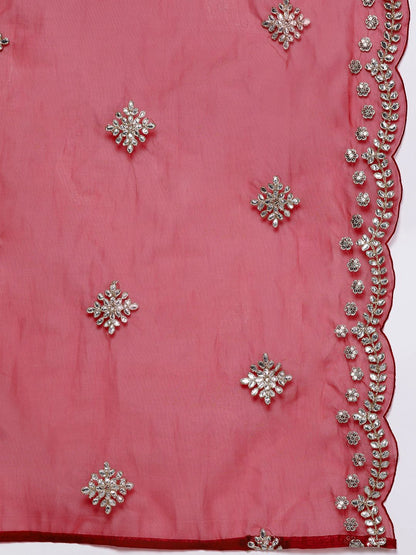 Dhiyona IE Women Plus Size Ethnic Motifs Embroidered Kurta with Trousers & With Dupatta