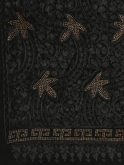 Dhiyona PA Women Black & Gold-Toned Embellished Woolen Shawl