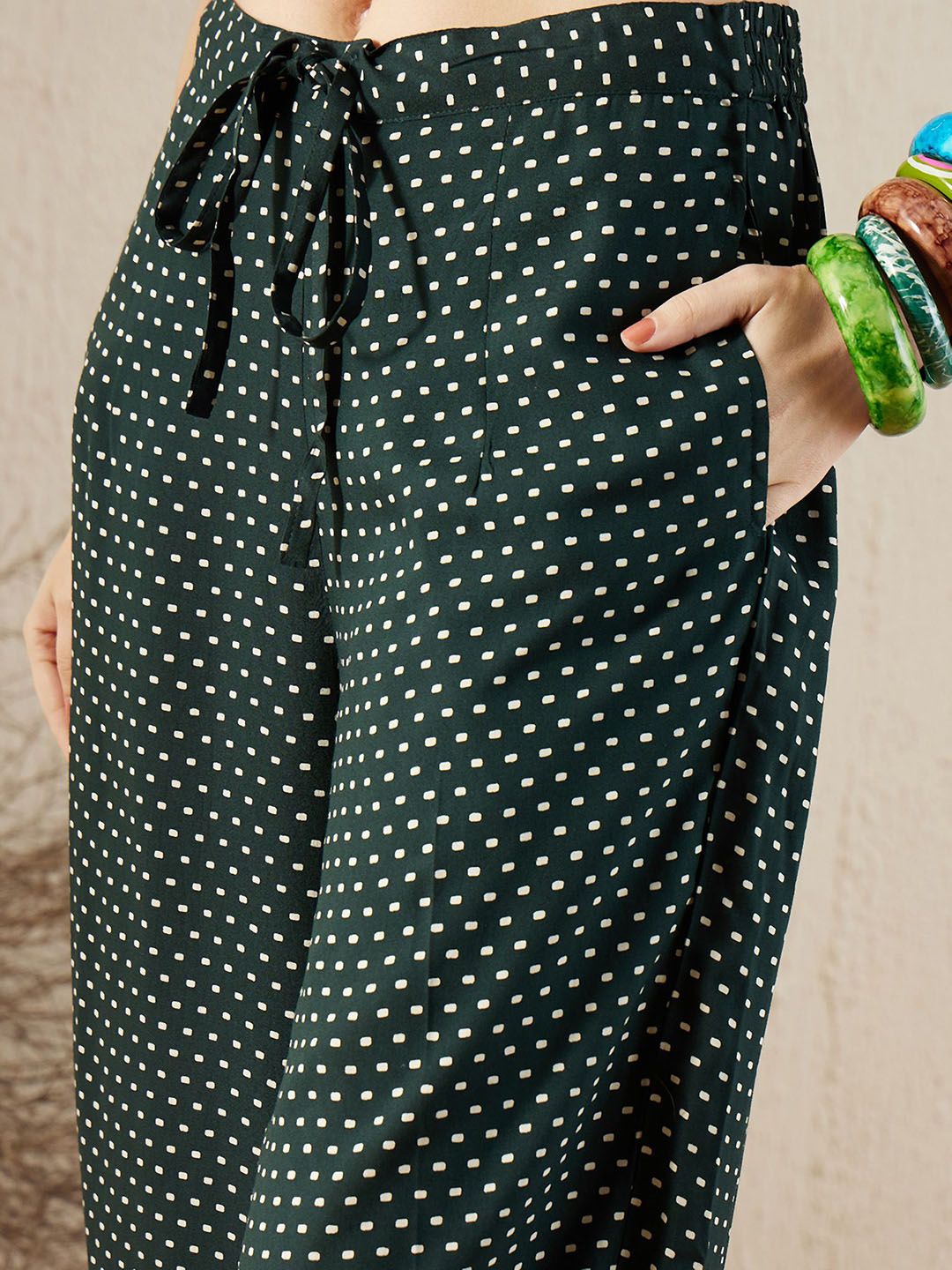 Dhiyona IE Printed Three-Quarter Sleeves A-Line Tunic With Trouser