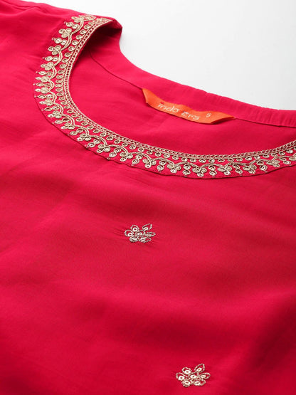 Ethnic Motifs Embroidered Sequinned Kurta With Trousers & Dupatta