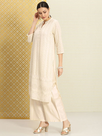 Dhiyona PD Women Women Jashn Embroidered Thread Work Zari Sequinned Kurta with Palazzos