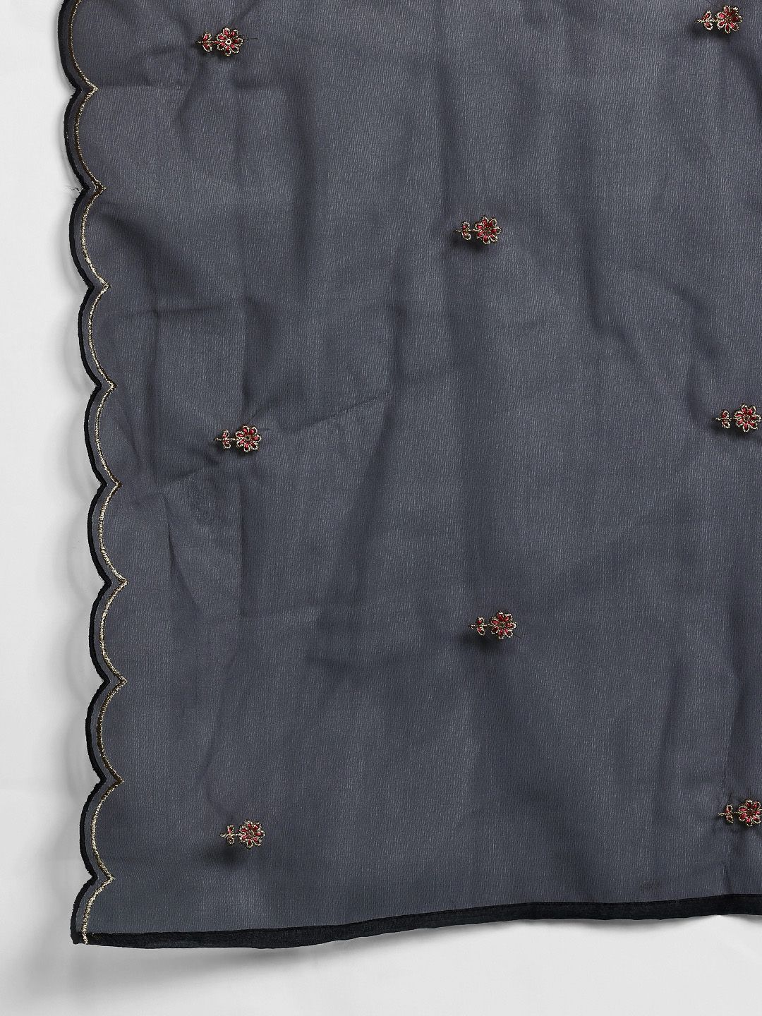 Ethnic Motifs Embroidered Pure Cotton Kurta with Trousers & Dupatta