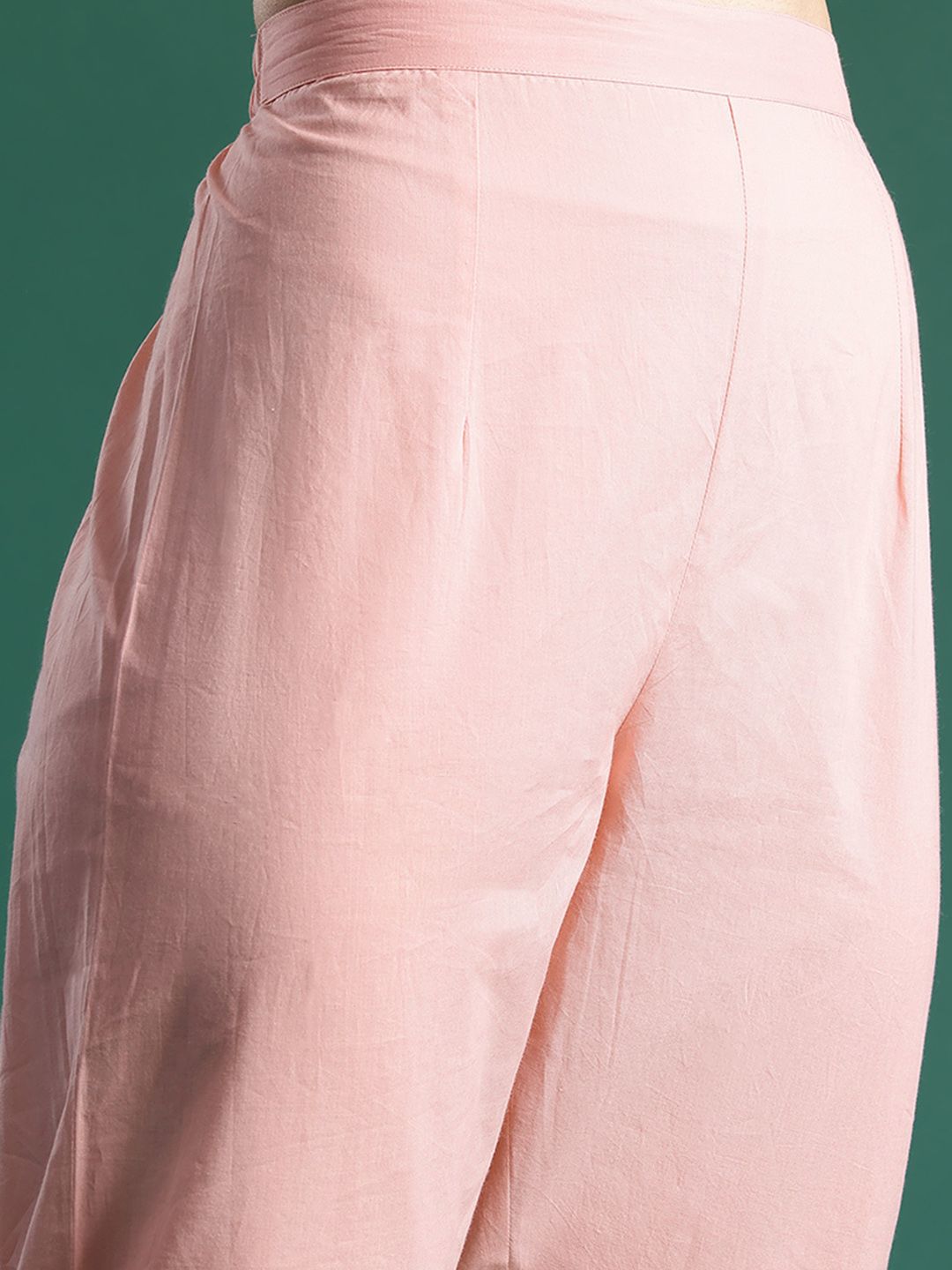 Floral Printed Pleated Sequinned Pure Cotton Kurta with Trousers & With Dupatta