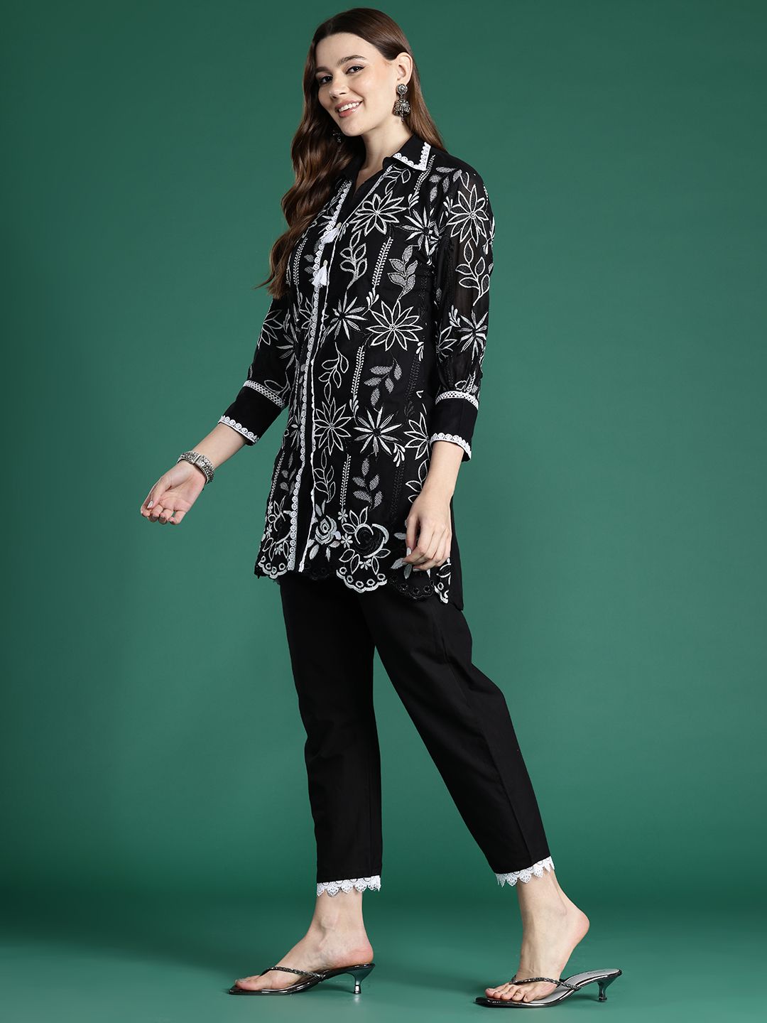 Dhiyona IE Floral Embroidered Pure Cotton Co-Ords