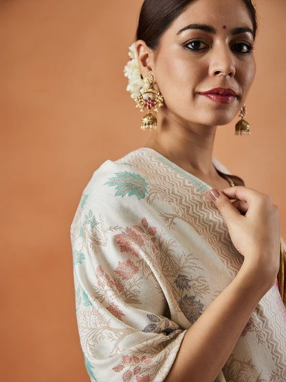 Dhiyona PA Shalimar Kaani Ethnic Motifs Woven Design Shawl