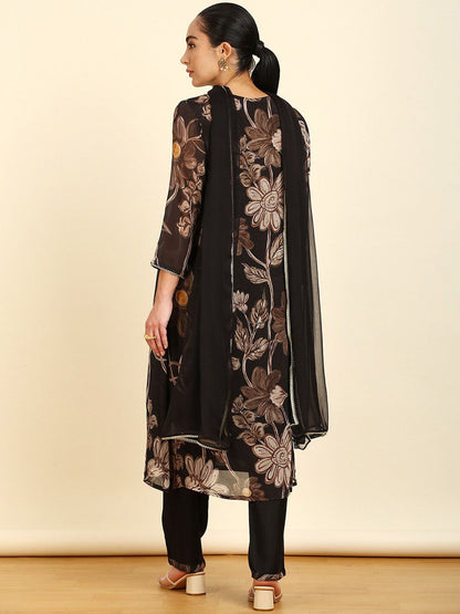 Dhiyona SO Women's Floral Printed Gotta Patti Kurta with Trousers & With Dupatta