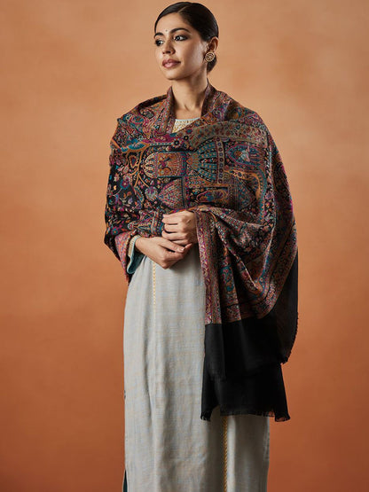 Dhiyona PA Floral Woven Design Fringed Shawl