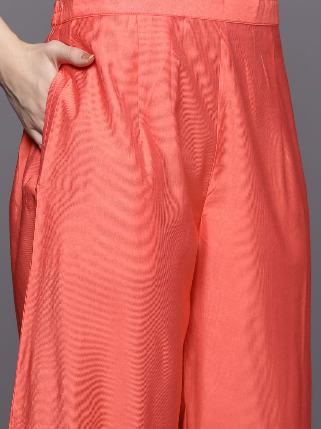 Dhiyona IE Women Pink Floral Embroidered Sequinned Liva Kurta With Palazzos & Dupatta