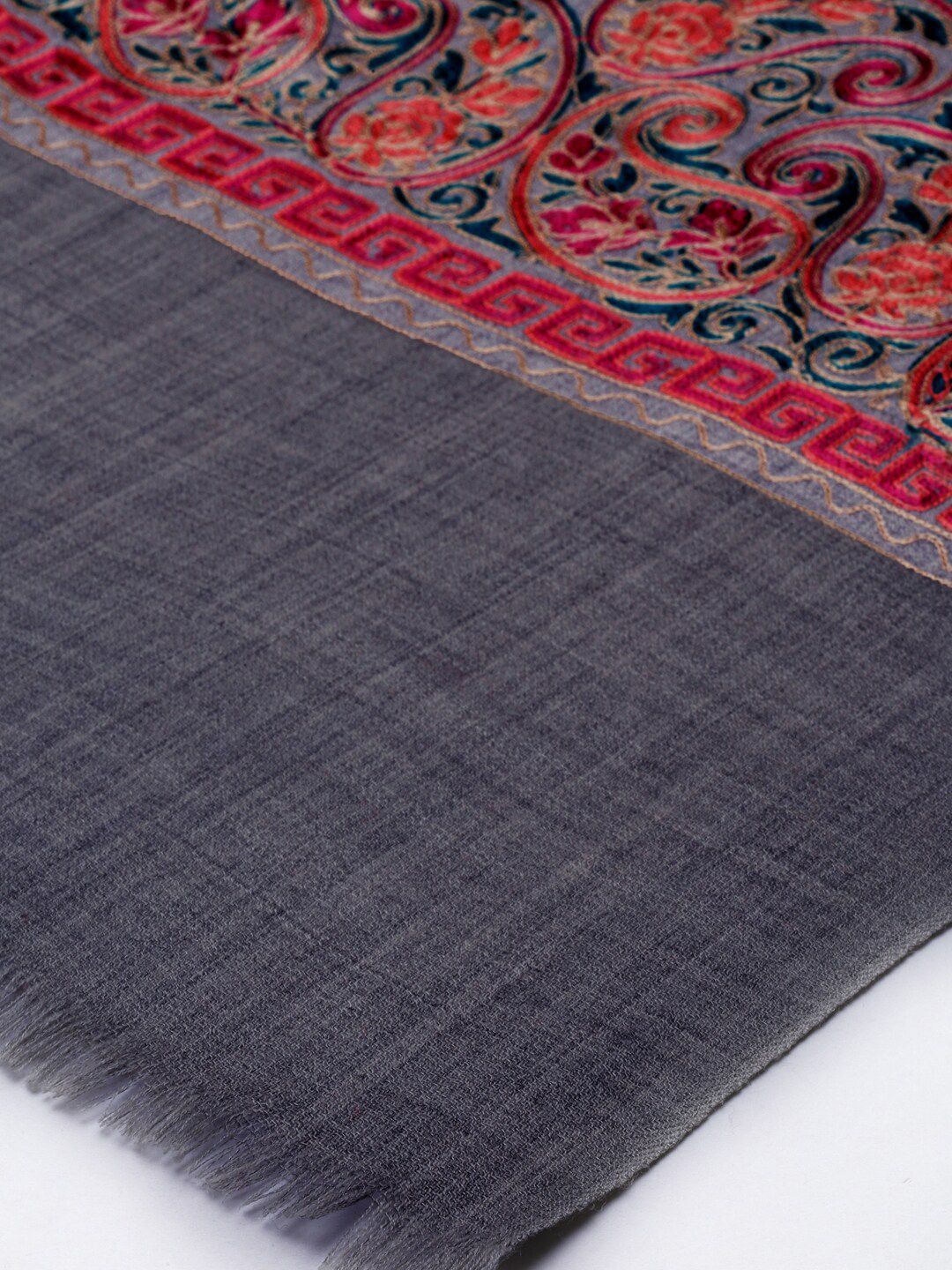 Dhiyona PA Women Navy-Blue & Pink Embroidered Pure Wool Shawl