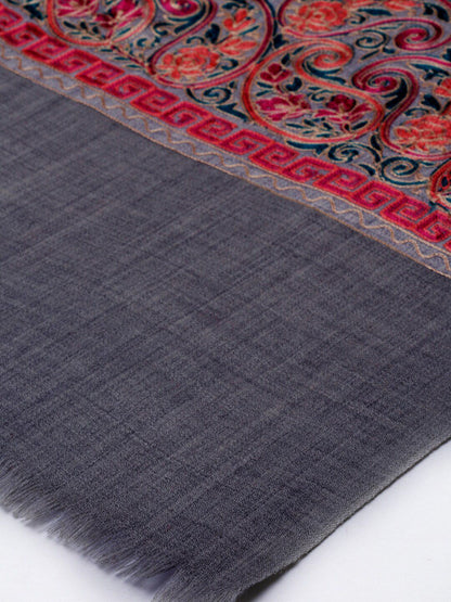 Dhiyona PA Women Navy-Blue & Pink Embroidered Pure Wool Shawl