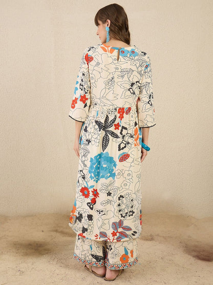 Dhiyona IE Printed Kurta & Trouser Co-Ords Set