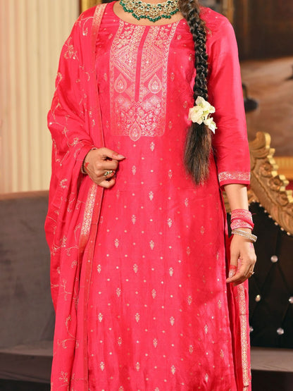 Women Ethnic Motifs Regular Kurta with Trousers & With Dupatta