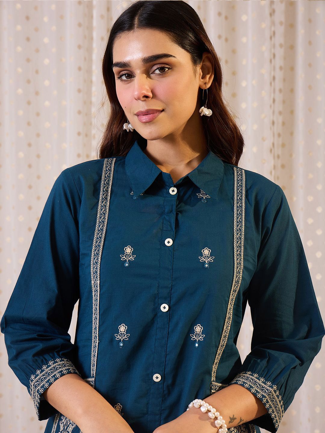 Dhiyona IE Embroidered Pure Cotton Tunic With Trousers