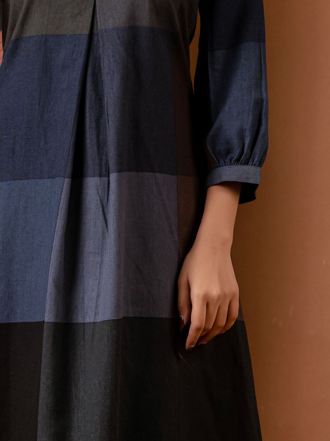 Colourblocked V-Neck A-Line Kurta With Trousers