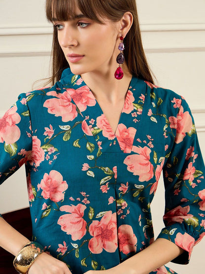 Dhiyona IE Women Teal Kurta Sets