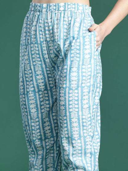 Women Floral Printed Regular Pure Cotton Kurta with Trousers & With Dupatta