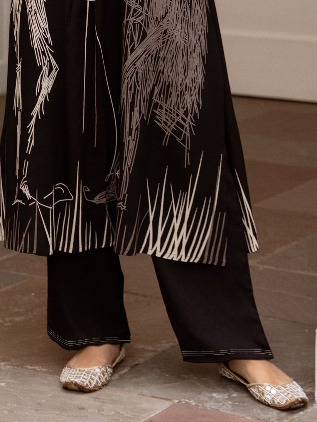 Abstract Printed Regular Straight Kurta with Palazzos