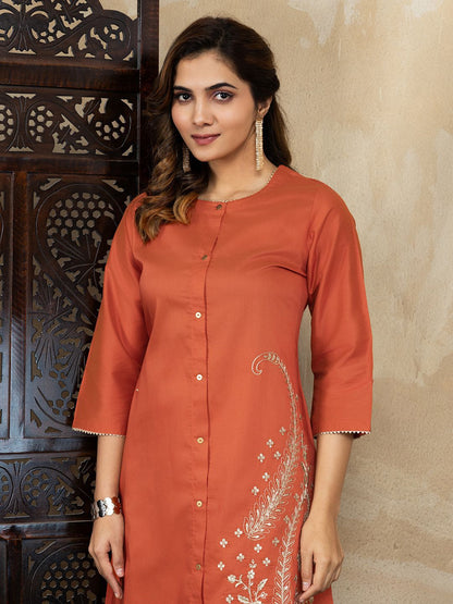 Dhiyona PD Women Women Embroidered Straight Kurta & Trousers