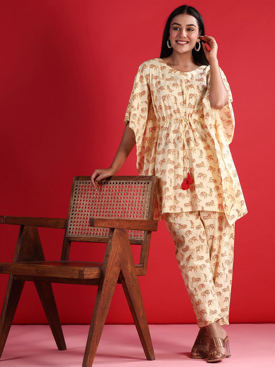 Dhiyona IE Printed Pure Cotton Top & Trouser Co-Ord Set