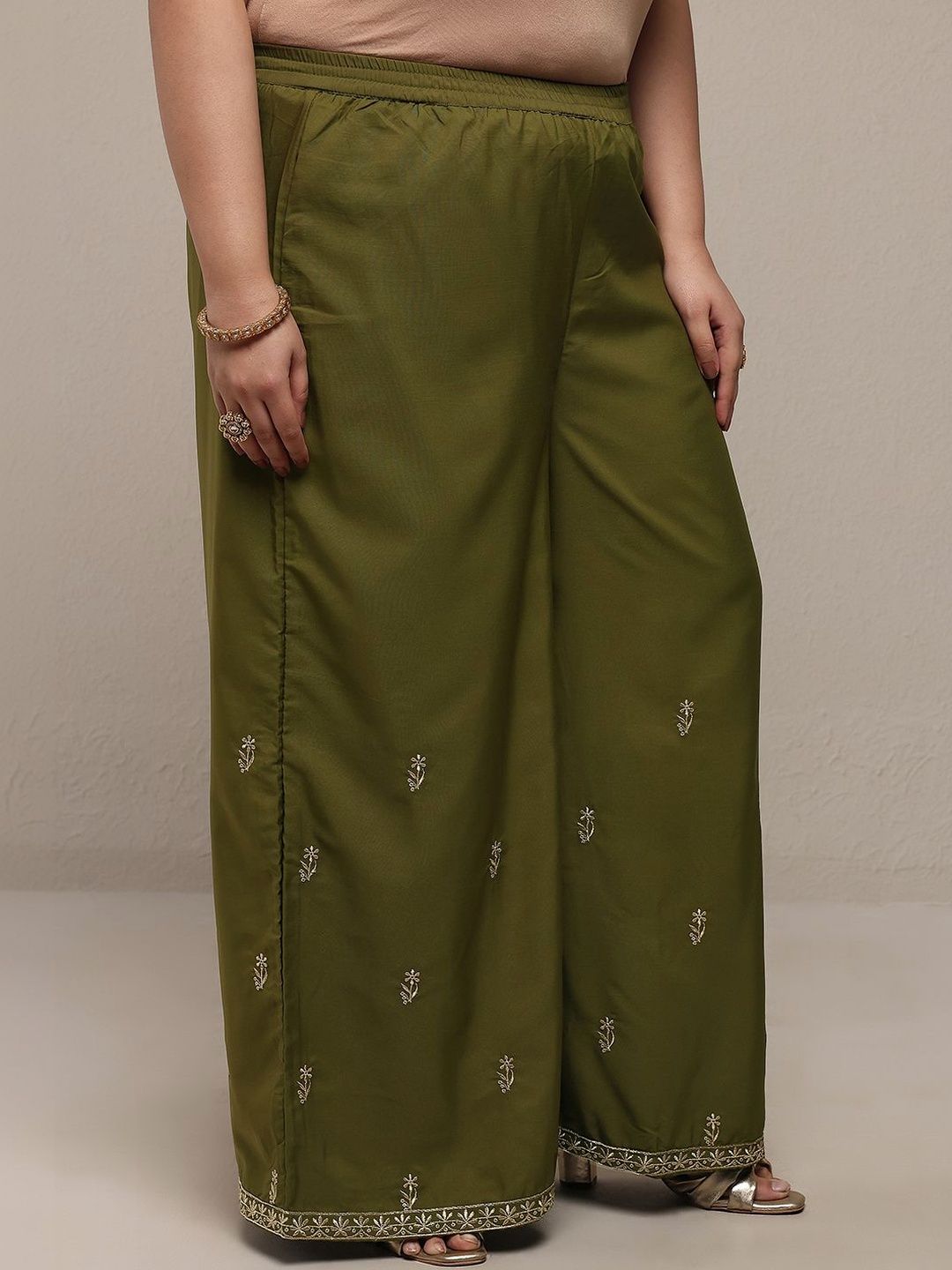 Dhiyona Women's Plus Size Ethnic Motifs Printed Kurta with Palazzos & With Dupatta