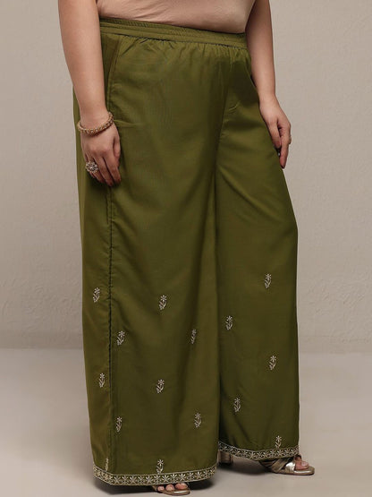 Dhiyona Women's Plus Size Ethnic Motifs Printed Kurta with Palazzos & With Dupatta