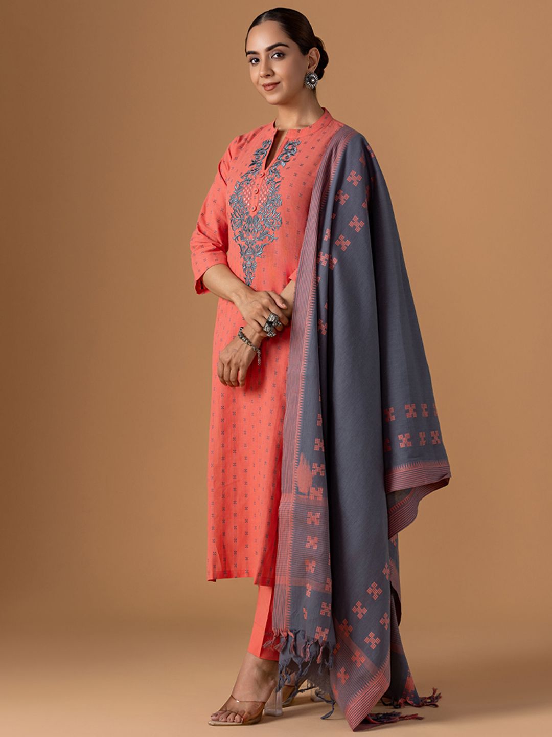 Dhiyona WP Women Jamdani Pure Cotton Suit Set