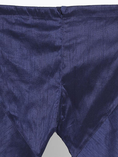 Men's Blue Silk Blend Straight Kurta Pyjama Set