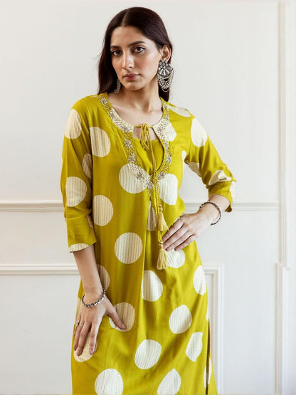 Women Geometric Printed A-Line Kurta with Palazzos
