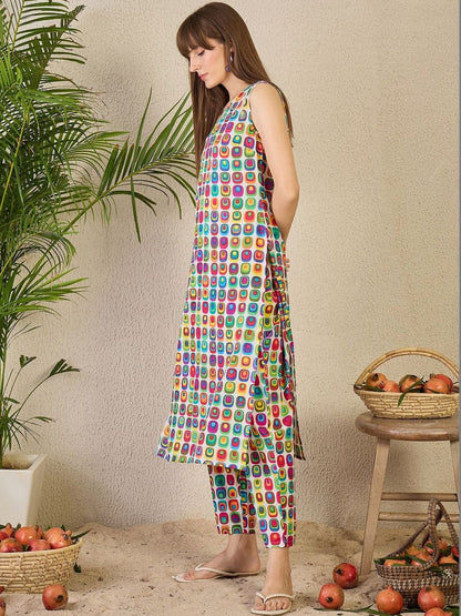 Women Printed Regular Pure Cotton Kurta with Trousers