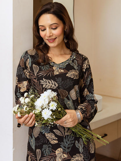Dhiyona SN Women's Floral Printed A-Line Kurta with Palazzo