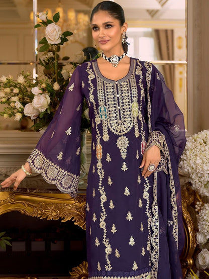 Women Ethnic Motifs Embroidered Kurta with Trousers & Dupatta