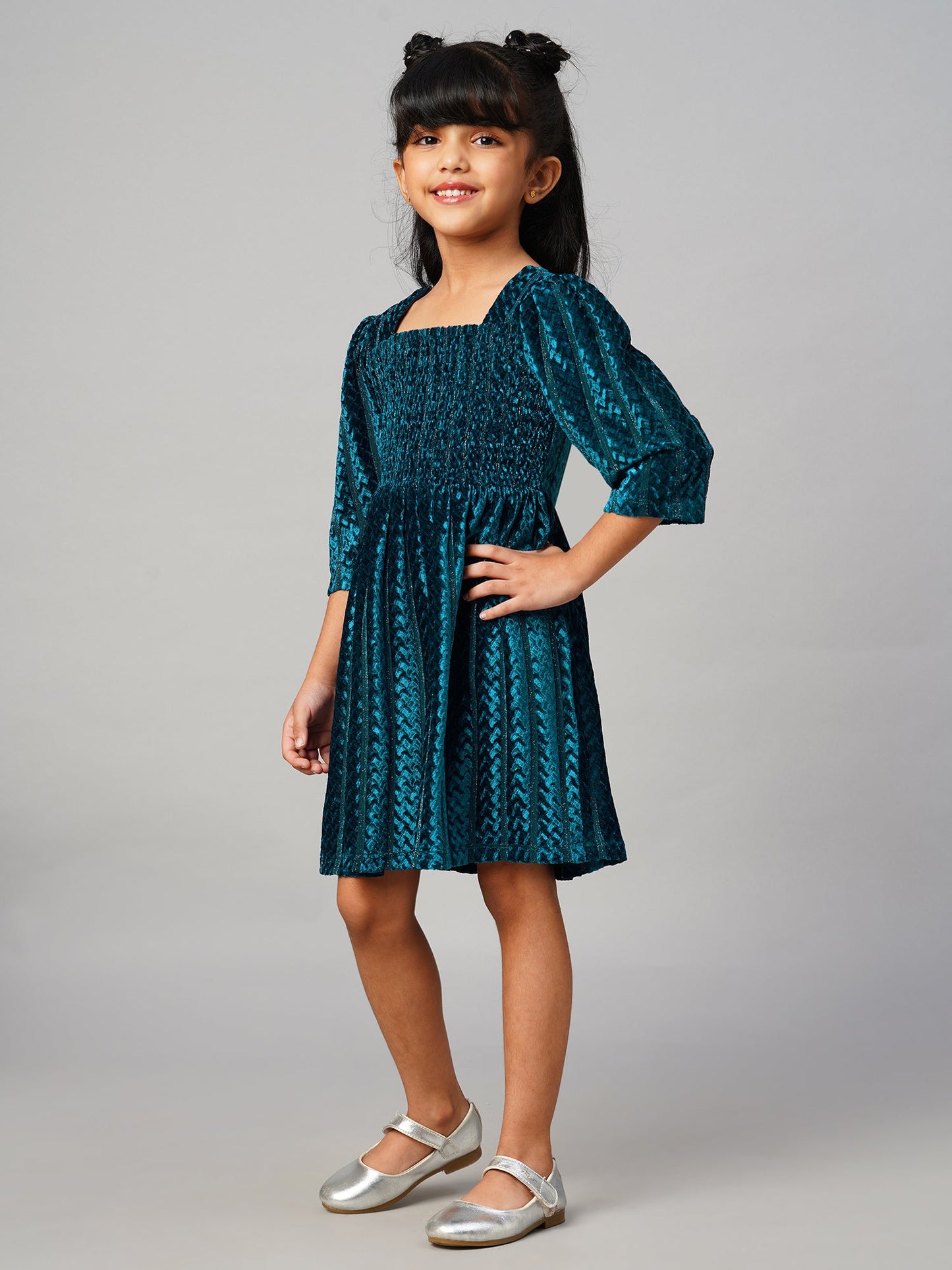 Glam Up Girls Teal Velvet Party Dress